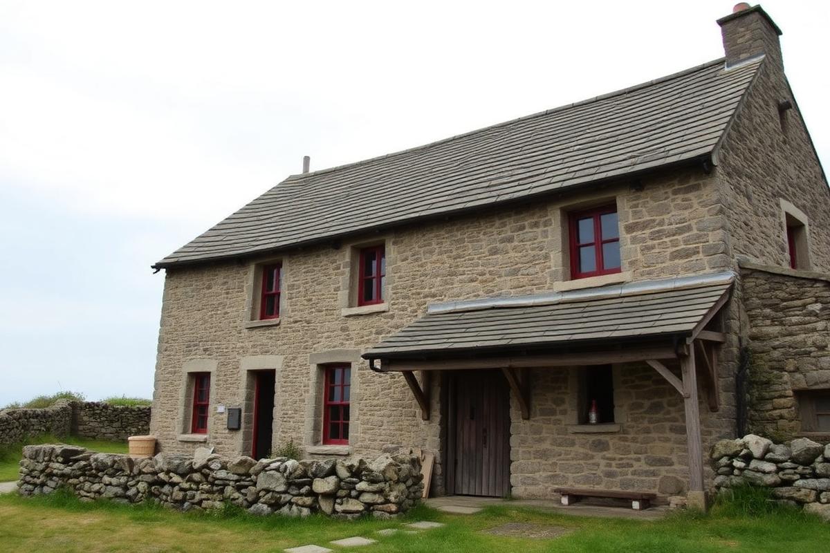 A Brittany stone farmhouse with weathered timber beams